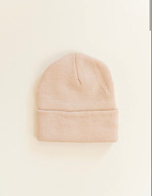 Beige Knit Baby Beanie Hat- Newborn to 24M