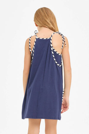 Stripe Tank Dress with Built-In Romper Lining: Navy / M