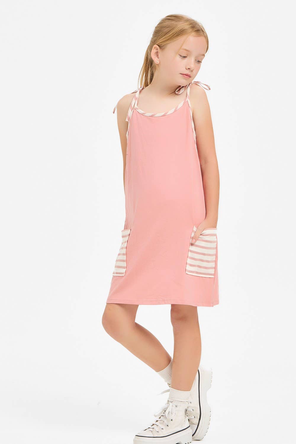 Stripe Tank Dress with Built-In Romper Lining: Navy / M