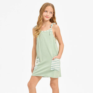 Stripe Tank Dress with Built-In Romper Lining: Navy / M