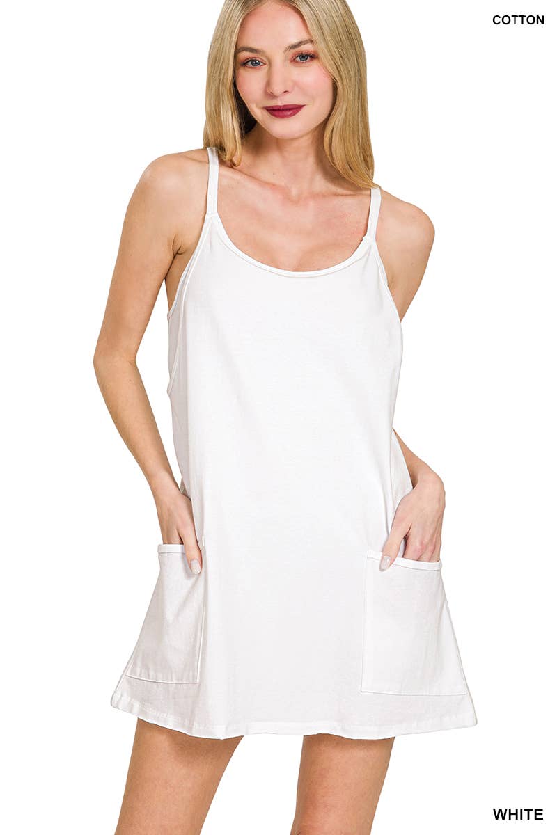 .Mini Dress With Built In Romper Liner: ASH BLACK-181793 / L