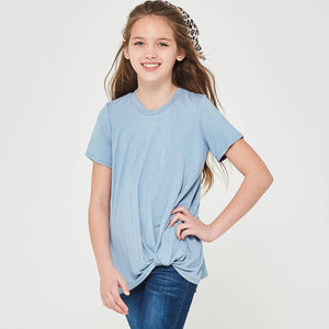 Twisted Knot Short Sleeve T shirt: Blue / S