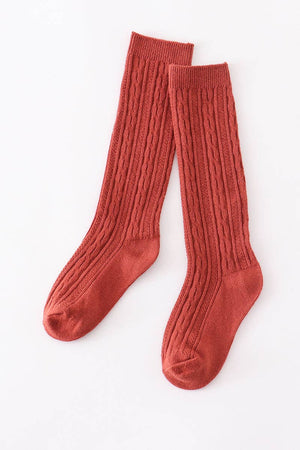 Rust knit knee high sock