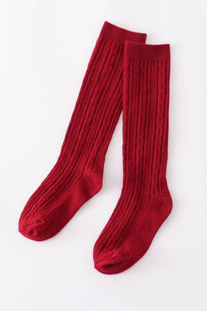 Mauve knit knee high sock