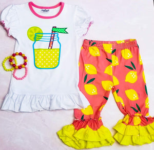 Pink and Yellow Ruffle Bottoms Lemonade Outfit