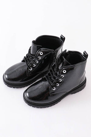 Black Leather Boots for kids