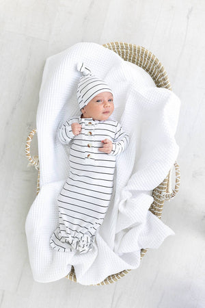 Knotted Baby Gown and Hat Set (Newborn - 3 mo.) - Striped