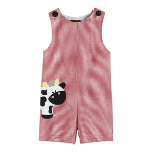 Red Gingham Cow Shortalls
