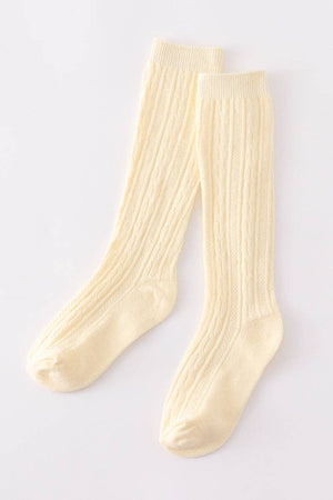 Cream knit knee high sock