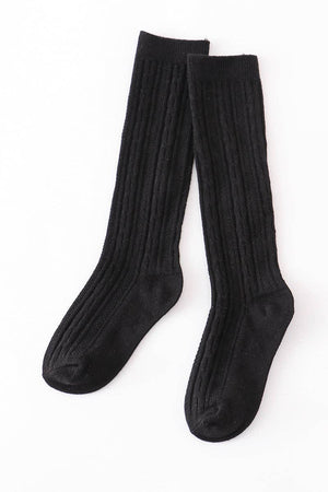 Black knit knee high sock
