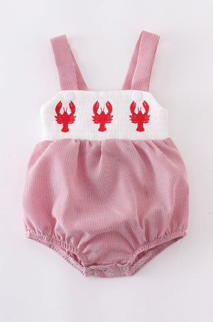 Red Stripe Embroidery Lobster Bubble
