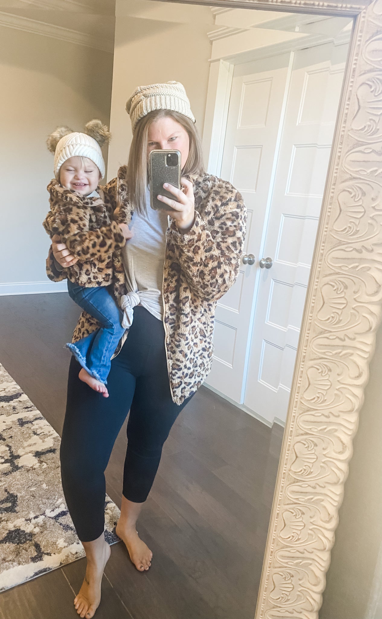 (Adult) Leopard Mommy & Me Zip Sherpa Jacket